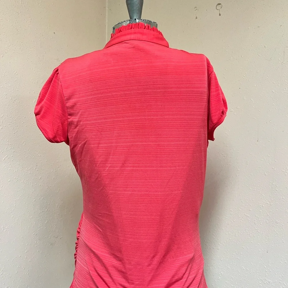 Coral pull over blouse in a bright beautiful Coral by Heartsoul in large - Picture 2 of 5